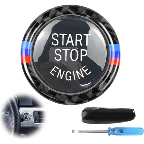 Cache-bouton Start/Stop, Bouton de Démarrage/arrêt Sport, Cache-contacteur D'allumage pour Série 3, 5, X5, X6, E90, E91, E92, E93, E60, E70, E71, Z4, E89 (Noir) (1/5)