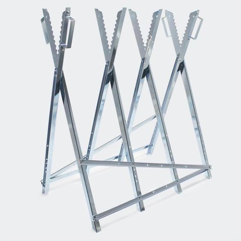 Cavalletto regolabile zincato con manici e portalegna 80 x 80 cm 3416169