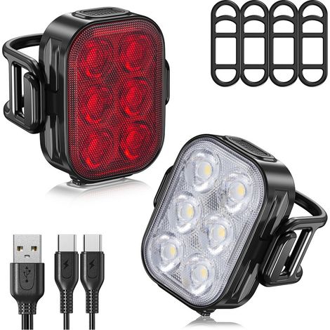 Lumiere Velo Avant et Arriere, 4 + 6 Modes Lampe Velo Ultra Slim USB Rechargeable (1/5)