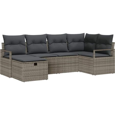Maison Exclusive - Set Divano da Giardino con cuscino 6 pcs Grigio Poly Rattan