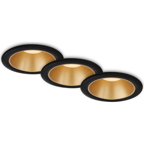 LED Einbauleuchten Bad 3er-Set Innenreflektor gold 4,9W Ø9,5 cm schwarz Briloner (1/5)