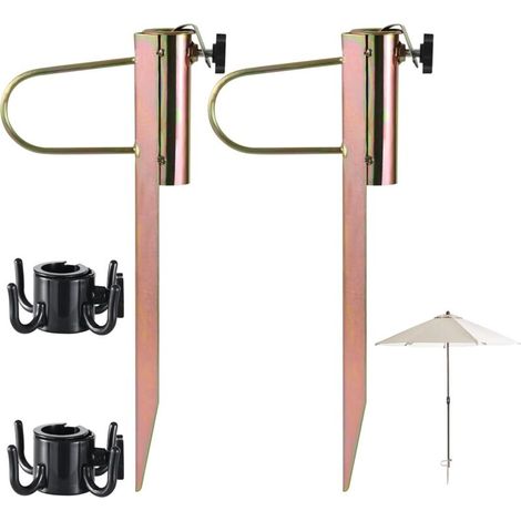 Set of 2 Metal Parasol Bases, Adjustable for Parasols from 22 to 32mm, Ideal for Garden & Patio (1/5)