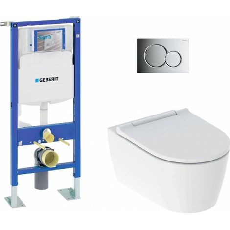 Pack complet WC Geberit UP320 + Cuvette ONE TurboFlush + Plaque Chromé Brillant (1/5)