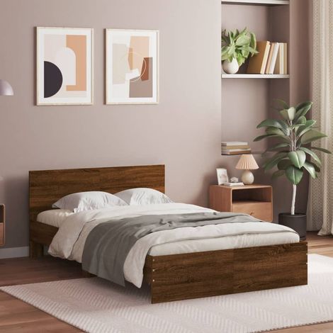 vidaXL Cadre de lit sans matelas chêne marron 135x190 cm
