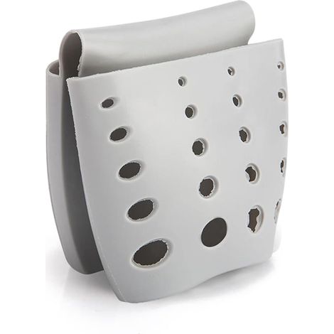 Cesta de desagüe colgante para fregadero, soporte doble para esponjas, cesta de almacenamiento de silicona para utensilios de cocina (gris) (1/3)