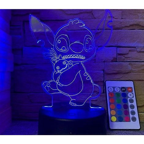 Lampe de bureau USB tactile 3D Stitch, cadeau créatif et coloré, avec télécommande. Stitch 1 USB noir tactile coloré. (1/2)