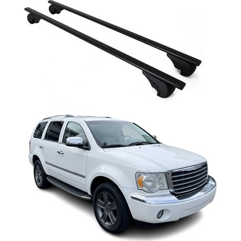 OMAC Barres de toit pour Chrysler Aspen 2007-2009 – TÜV / DIN 75302:2019 – Antivol inclus – Charge max 75 kg – 2 barres Noir (1/4)