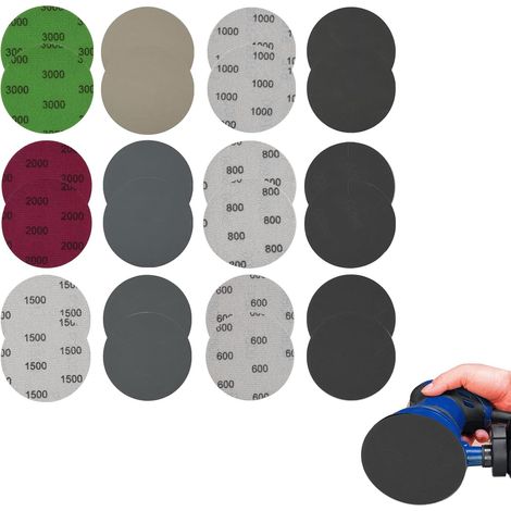 24 Pièces 75mm Grains Variés 600 à 3000 Disques Abrasifs Ronds, Disques Abrasif de Ponçage Humide et Sec, Papier de Verre Carrosserie Sec à l'eau, Ponceuse Orbitale Tampons, pour Polissage Carrosserie (1/5)