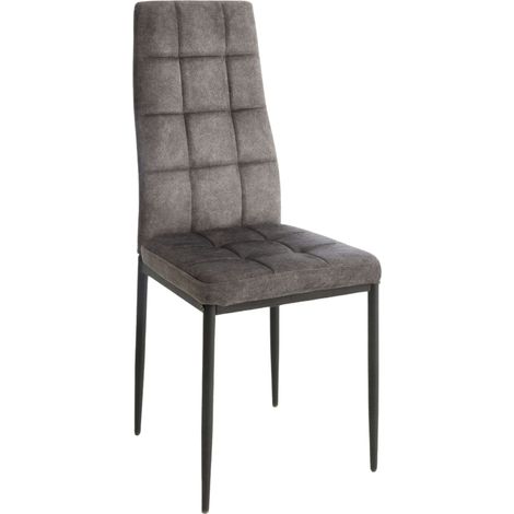 Pack de 4 Sillas Comedor Salón Denia Estilo Contemporáneo en Tela y Terciopelo Gris 42x98x48 cm