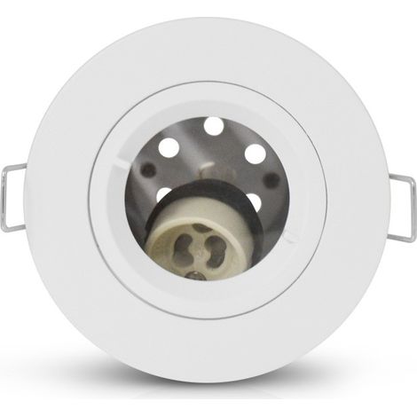 Support de spot BBC rond blanc fixe douille automatique Miidex Lighting® (1/7)