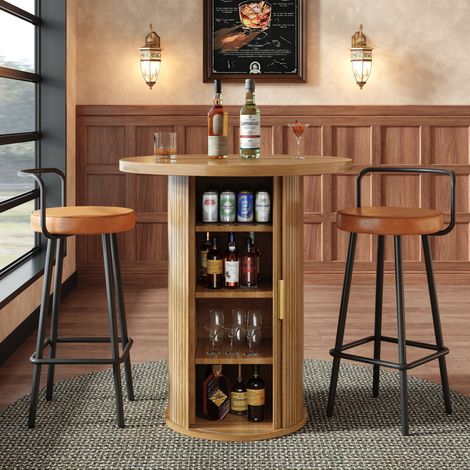 Set tavolo bar con 2 sgabelli e contenitore MDF OKMYHOME (1/5)
