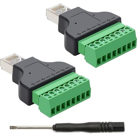 RJ45 Male to 8 Pin Screw Terminal Block Adapter 8P8C Ethernet Connector for Cat7 Cat6 Cat5 CCTV/DVR Digital Internet RJ45 Terminal