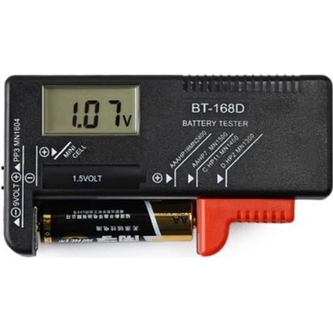 Testeur de piles - BT-168D - Affichage digital LCD - Compatible AA AAA C D 9V - Facile à utiliser (1/4)