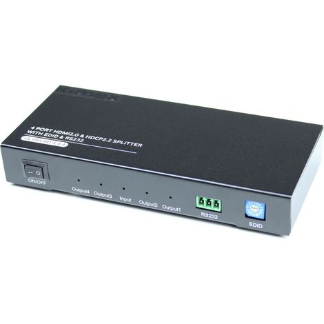 Splitter HDMI2.0 & HDCP2.2, 1 entrée-4 sorties, EDID, RS232, 4K60Hz (1/3)
