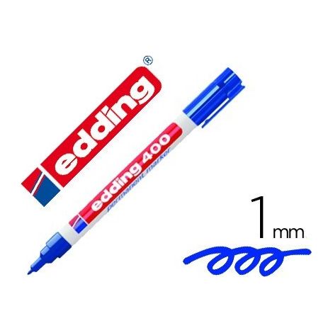 Rotulador edding marcador permanente 400 azul punta redonda 1 mm recargable (pack de 10 uds.)