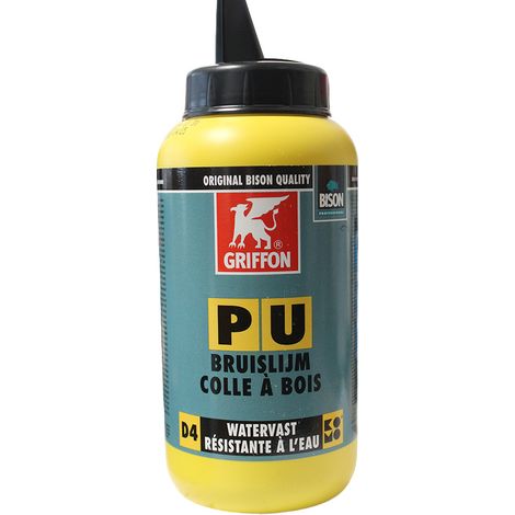 Colle à bois POLYURETHANE Express transparente 750g classe D4 renforcée de fibre - Griffon France