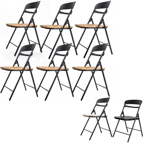 Silla Plegable Florencia Negra  Asiento Negro/Blanco/Madera   Estilo Italiano  Estructura de Metalica  Hogar, Oficina