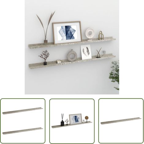 Étagère suspendue - vidaXL Étagères murales 2 pcs Gris béton 115x9x3 cm - Rangement intérieur chic (1/5)