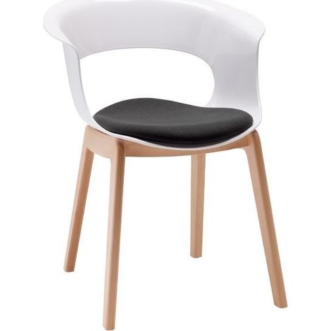 Chaise design avec pieds bois - NATURAL MISS B Antishock avec coussin - déco originale (1/2)