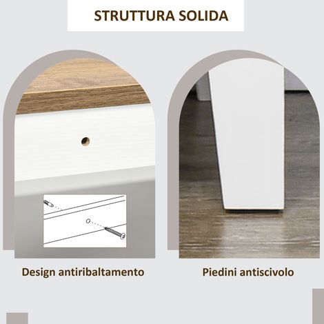 Meuble de cuisine roulant style rustique blanc et marron 76.6x35x81.5cm avec tiroir et placards (1/5)