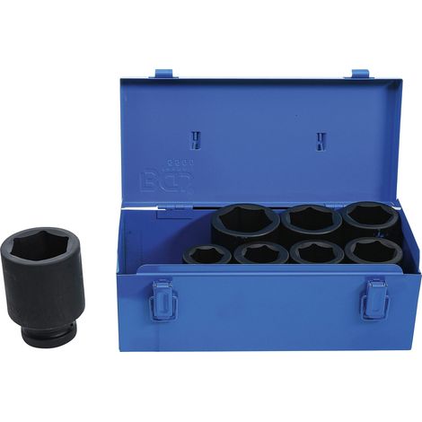 BGS Juego de llaves de vaso de impacto hexagonal, largas entrada 25 mm (1") 27-50 mm 8 piezas (1/5)