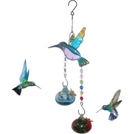 Hummingbird Feeder - Wind Chime - Outdoor Hanging Bird Feeder For Garden Patio Yard - Multiple Feeding Ports - 1 Pc (1/4)