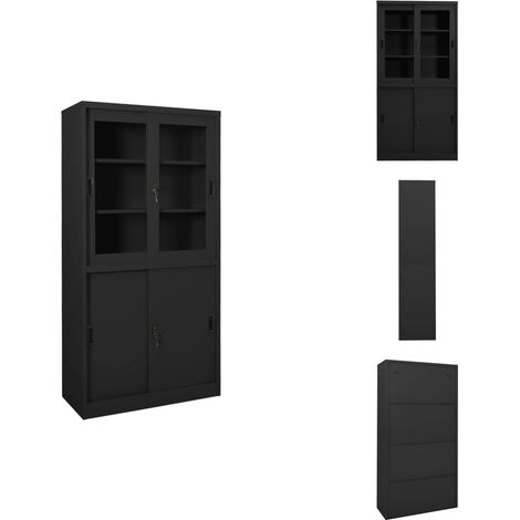 Armoire de bureau et porte coulissante Anthracite 90x40x180 cm - Armoire De Bureau - Meuble De Rangement - Classeur - Armoire Métallique - Armoire Anthracite (1/5)