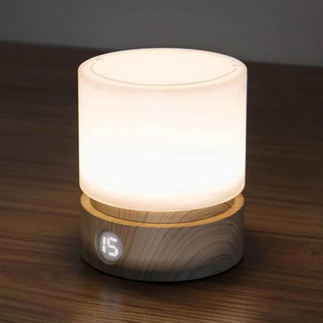 Veilleuse à minuterie, lampe de chevet, idéale pour l'allaitement, intensité réglable, fonctionne sur piles, lumière chaude (1/5)