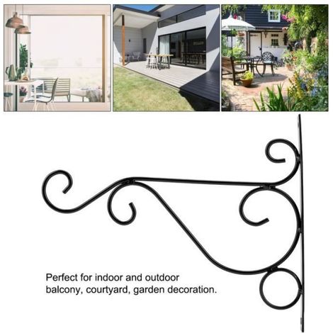 Support Murale Pour Plante - Fer Noir - Pour Balcon Jardin Intérieur Extérieur - 25 x 21 cm - 1 Pièce (1/4)