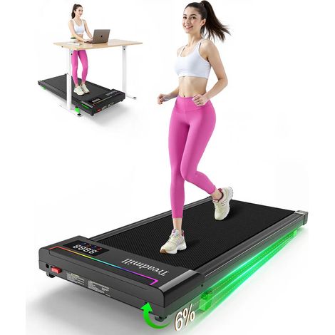 Tapis de course portable AKLUER ultra-fin à moteur sans balais, avec inclinaison 6 % et écran LED (1/5)