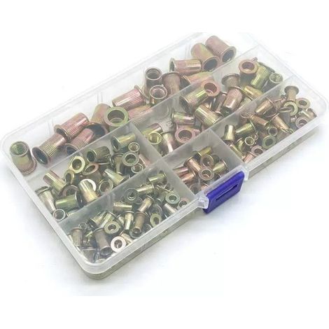 Kit de 150 écrous aveugles, avec inserts filetés M8, écrous en acier zingué, adaptés pour le bricolage, la carrosserie et la fixation de métal fin (1/2)