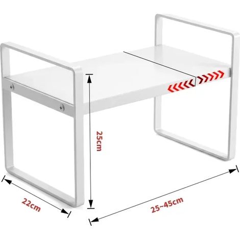 (blanc6) Organisateur de placard de cuisine extensible à plusieurs niveaux, étagère de rangement pour condiments, plats, épices et assiettes, gain de place à la maison (1/5)
