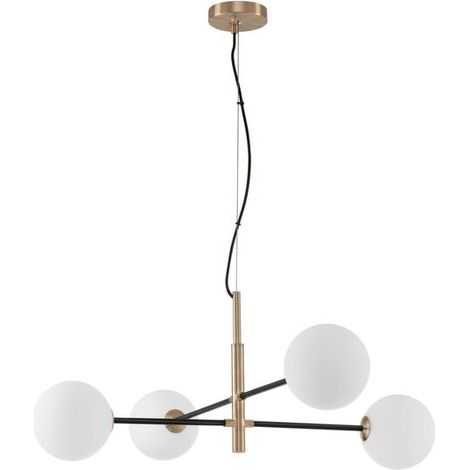 [NEUWERTIG] B-Ware Nova Luce Pendelleuchte Hängeleuchte VITRA G9 LED 4fach Gold dimmbar Glas Metall (1/2)