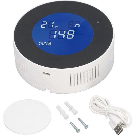 Intelligenter Gasdetektor mit 90 dB-Alarm, WLAN-fähig, Erdgaswarngerät für Küche, Zuhause, Hotel, 5 V DC