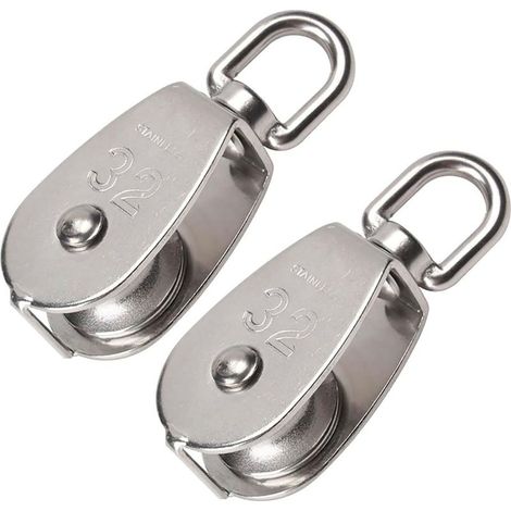 Poulie simple M32 en acier inoxydable 304 – Capacité de charge 250 kg – Diamètre de roue 32 mm – Installation facile pour grue et kayak - 250kg-Poulie (1/5)