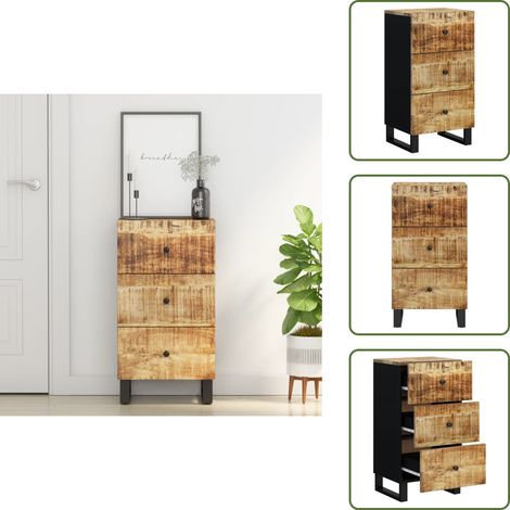 Sideboard mit 3 Schubladen 40x33,5x75 cm Massivholz Mango - Sideboard - Wohnzimmermöbel - Holz Sideboard - Mangoholz - Schreibtisch (1/5)