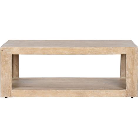 Table basse, table de salon en bois massif coloris naturel - longueur 120 x profondeur 58 x Hauteur 45 cm (1/5)
