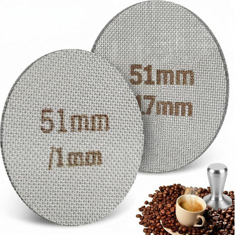 Tamis À Expresso En Acier Inoxydable 150μm, Puck Screen 51mm Acier 316 Pour Porte-Filtre, Filtre Expresso Réutilisable Épaisseur 1.0mm, Accessoire Machine À Café Argent 2 Pièces (1/5)