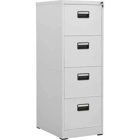 Classeur Meuble de Rangement - Armoire De Bureau Gris clair 46x62x133 cm Acier BV248995 - BonneVie (1/5)