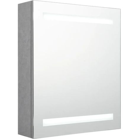 Armoire de salle de bain à miroir LED moderne avec éclairage intérieur 50 x 14 x 60 cm en MDF gris béton (1/5)