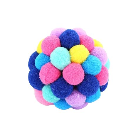 Balle Peluche - Jouet Interactif pour Chien et Chat - Avec Clochette Intégrée - Diamètre 5,5 cm - Pour Stimuler l’Instinct de Chasse - 1 Pièce (1/5)