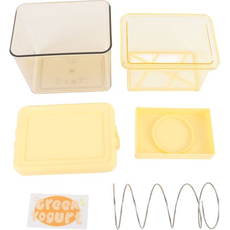 Passoire rectangulaire PS HIPS pour yaourt grec, idéale pour la fabrication de fromage maison, filtre séparateur de lactosérum à mailles ultrafines pour usage domestique, jaune. (1/5)