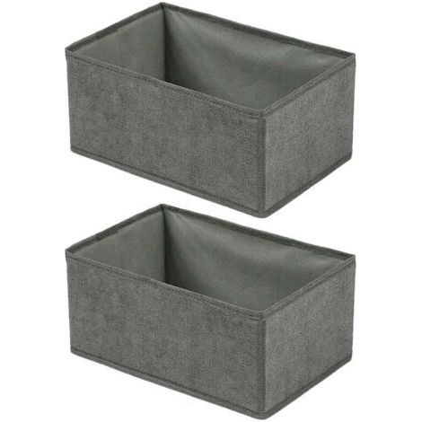 Boîte de rangement multifonctionnelle pliable pour vêtements imitation lin, 2 pièces, taille moyenne [fermeture éclair] 28x14x12cm, gris (1/5)