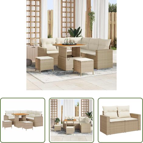 vidaXL Poly-Rattan - Gartensofa-set 8 pcs Beige Poly-Rattan (1/5)