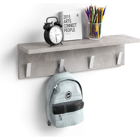Porte manteau mural, 60 cm, Gris Béton, Porte-manteau pour Salle de bain, Chambre, Entrée