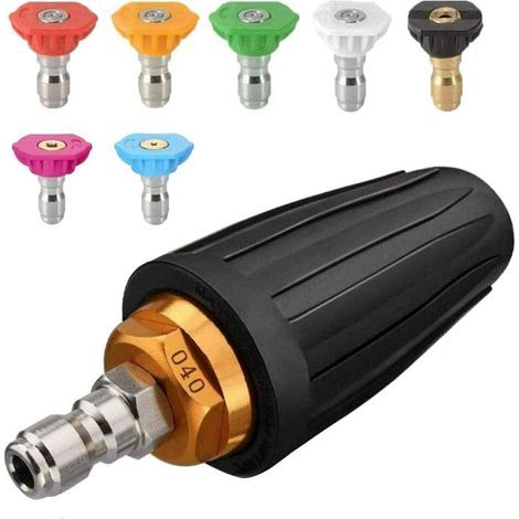 Buse rotative pour nettoyeur haute pression – 7 pointes – Raccord rapide 1/4' – 4000 Psi – Nettoyage rapide béton et briques (1/5)