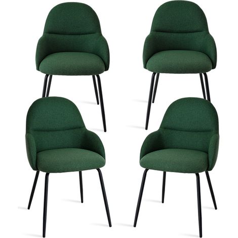Goeurvant Sedie da pranzo in stile scandinavo minimalista, che offrono un supporto ottimale per la schiena e una base stabile in legno - Set di 4 - Verde prato