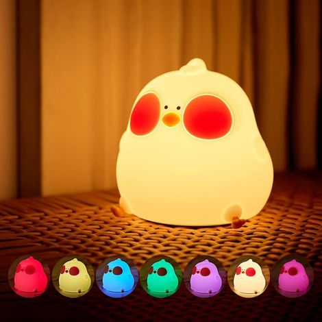 Luce notturna per bambini con 7 colori LED, ricaricabile tramite USB, batteria da 1200 mAh con timer touch, decorazione kawaii per la camera da letto - Crezuo
