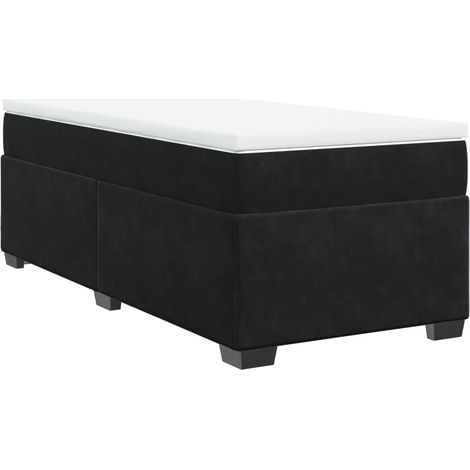 Lit simple  Lit adulte  Sommier à lattes de lit avec matelas Noir 90x190 cm Velours