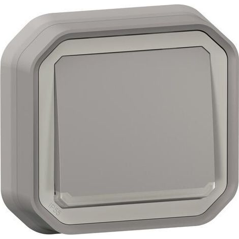 Legrand - Interrupteur ou va-et-vient lumineux Plexo complet encastré et griffes - Gris (1/2)